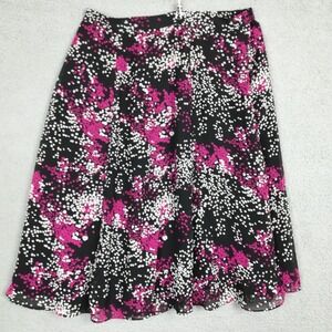 Jones Studio Womens Skirt Midi Black Pink Abstract Dot Print Below Knee Plus 14W